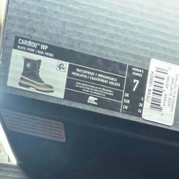 Sorel Caribou WP Women Snow Boot Black and White - Picture 3 of 4